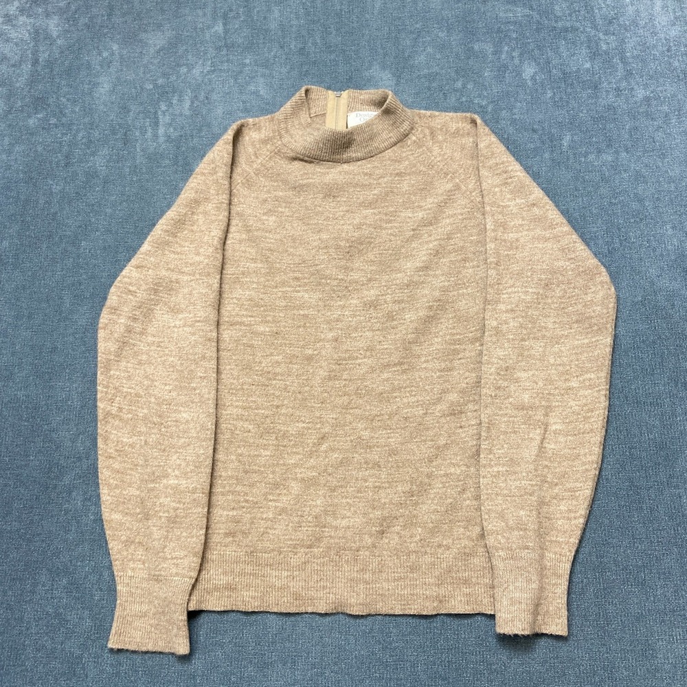 Designers Originals Sweater Womens M 36 Beige Back Zip Raglan Sleeve Mock Neck